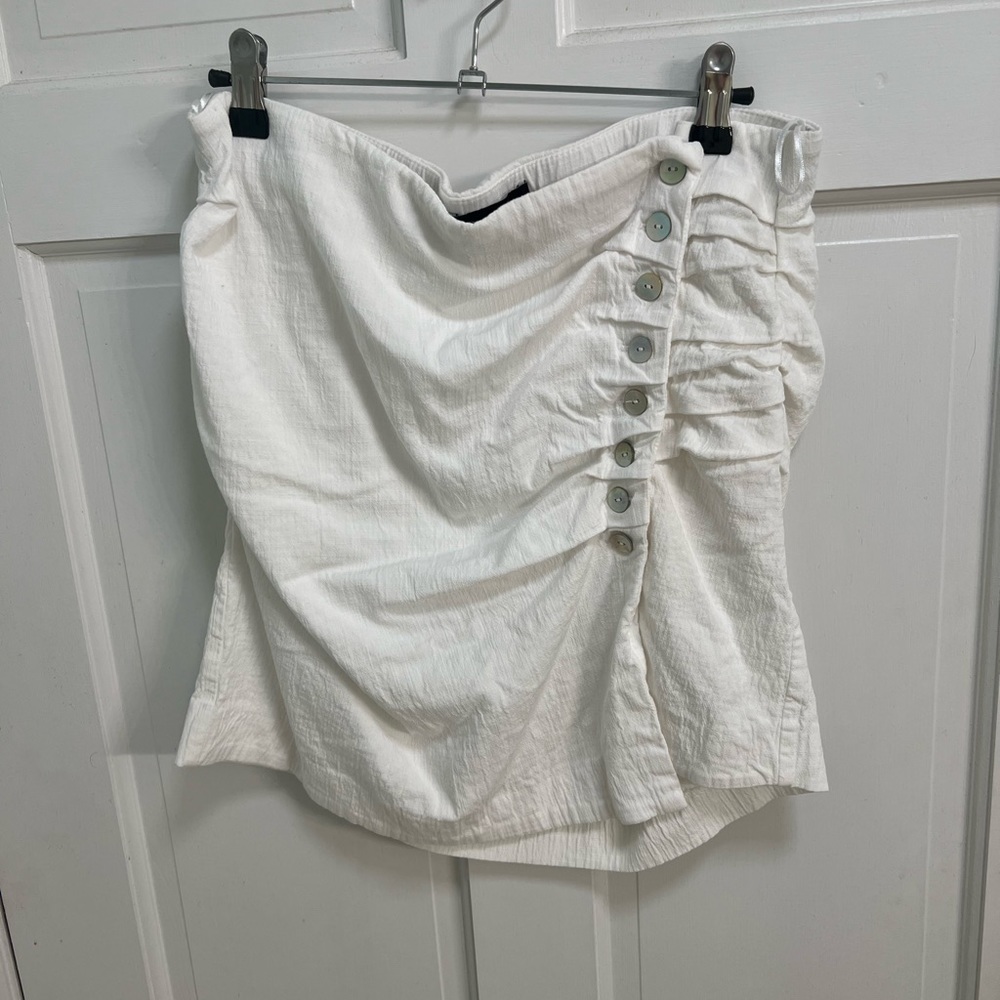 Zara White Linen Miniskirt